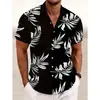 Camisa Hawaiana de Manga Corta para Hombre con Estampado de Palmera Camisa de Playa Vacaciones de Verano Casual Cardigan de Solapa Superior