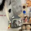 Bolsa de dolor de cuadros azul y blanco suave de huhu, linda, dulce, para chica, ambiente fresco y curativo, bolsa de hombro para fiesta de estudiantes, salida de vacaciones