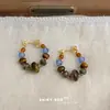 Estilo Étnico Retro Literario Piedra Natural Ojo de Tigre Nuevos Pendientes Geométricos Hechos a Mano Elegantes Pendientes de Fábrica Estilo Étnico