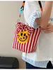 Bolso de Hombro Rayado con Cara Sonriente Bolso para Madre y Bebé Bolso Cruzado de Gran Capacidad Bolso Casual para Estudiante de Tutoría Bolso de Mano Lindo Literario