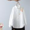 Camisa de Manga Larga de Gasa de Algodón Doble Capa Estilo Japonés para Mujer, Estampado Fresco Artístico Estilo Japonés, Top Suave para Bebé, Retro Artístico