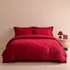 Xiangling PremiumLeveza de Luxo e Sensação de Alta Qualidade, Jacquard Lavado 100% Algodão Estampado Vermelho Conjunto de Cama de Casamento de Quatro Peças
