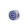 2025 Nuevo Panjia Exportación Aleación Azul Zafiro Diamante Ojo Grande Cuentas Redondas Accesorios para Pulsera DIY Joyería al por Mayor