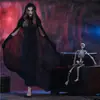 Fantasia longa preta de demônio bruxo role play fantasia de bruxa Halloween fantasia de jogo de fantasma noturno fantasia de performance