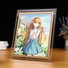 Marco de Fotos de Cristal con Encaje Dorado y Plateado, Periférico de Anime, Marco de Fotos Decorativo Hecho a Medida para Sala de Estar y Dormitorio, Hecho a Mano