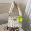 Bolso de hombro vintage plisado con diseño de nubes, bolso de algodón fresco y portátil para compras en la axila, bolso de compras con forma de corazón para chica coreana.