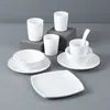 Vajilla Imitación Porcelana de Melamina para Hoteles y Restaurantes, Juego de Cuatro Piezas para Restaurantes de Banquetes, Juego de Tazas, Cucharas, Tazones, Platos y Palillos para Uso Comercial