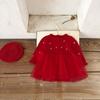 Ins Estilo Coreano Niña Bebé Algodón Puro Engrosado Estampado en Caliente Suéter Falda Bebé Otoño e Invierno Vestido