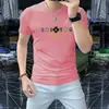 Camiseta de hombre de alta calidad, corte slim, multitécnica, manga corta, verano 2025, lujo ligero estilo europeo, cuello redondo, moderna