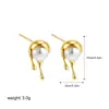 Novedades de Nicho Europeas y Americanas 2024 Venta Caliente Pendientes Vacíos de Perla Chapados en Cobre Pendientes Simples de Lujo Ligero Retro Distintivos