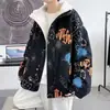Casaco acolchoado de algodão com cashmere dupla face para o inverno, estilo Hong Kong, moderno para casais, jaqueta acolchoada grossa e quente com forro de fleece