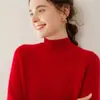26 Estilos Nuevos de Suéteres de Cachemira para Mujer con Cuello Semi-Alto, Tejido de Punto Grueso de Siete Agujas, Raglán, Doble Hilo, Corte Holgado, Capa Base
