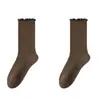 Calcetines de encaje para mujer hasta la pantorrilla, algodón puro, finos, antibacterianos y resistentes al olor, calcetines holgados sin costuras para primavera y otoño, Industria de Calcetines Zhuji