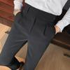 Pantalones Casuales de Primavera y Verano para Hombre Rectos con Caída Sin Planchado Guapos Cintura Alta Pantalones Pequeños Estilo Británico Ajustados Pantalones de Negocios