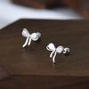 Pendientes de plata S999 con forma de lazo para mujer, con perforación en la oreja, para dormir sin necesidad de recogerlos, con un diseño de nicho ligero y lujoso, con un tornillo giratorio, joyería para la oreja.