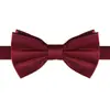 Nueva pajarita de color rojo vino y negro para padrino de boda hombre pajarita lisa moda hombre al por mayor pajarita