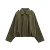 Chaqueta de Aviador Estilo Europeo y Americano para Primavera y Otoño 2025 con Mangas Murciélago, Cierre de Cremallera, Corte Holgado, Textura de Gamuza, Top Casual para Mujer B6