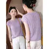 Tienda de Descuentos Outlet Liquidación Moda Elegante Top de Punto Hueco Cuello Redondo Verano Nuevo Versátil Juvenil para Mujer