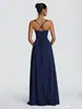 Coleção outono feminina transfronteiriça nova: Vestido estilo europeu e americano, retrô francês, simples, elegante e que valoriza a silhueta, com detalhes de amarração