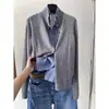 JAYT estilo dos piezas patchwork de lino, maduro y de lujo silencioso, cárdigan de cuello alto, abrigo de lana estilo antiguo francés