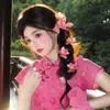 Pin para el Cabello de Flor Rosa Pura, Deseable y Etéreo, con Borlas Florales Frescas, Nuevo Accesorio para el Cabello Elegante Estilo Chino Hanfu