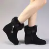 Botas de nieve para mujer con forro de pelo de conejo, suela gruesa, colección otoño/invierno 2026, con diseño interior que aumenta la altura, botines, acolchadas para abrigar, versátiles y cómodas