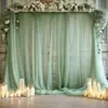 Envío Directo Transfronterizo Disponible, Cortina de Gasa de Malla Verde Oscuro DIY, Decoración de Boda Estilo Europeo, Decoración de Fondo para Lugar de Boda