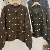Cardigã de malha redondo com bolinhas estilo coreano, casaco suéter feminino curto versátil de outono/inverno, soltinho, doce e jovial