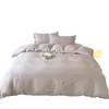 Juego de cuatro piezas de gasa de doble capa de algodón puro con bordado floral fresco estilo francés, suave y amigable con la piel para dormir sin nada, sábana plana y sábana ajustable de algodón puro