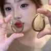 Pendientes Retro Marrón Maillard para Mujer Nuevos Pendientes de Otoño e Invierno Lujo Ligero Temperamento Pendientes de Gama Alta Pendientes de Estilo Étnico