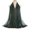 Novo Lenço de Cabeça de Chiffon com Pérolas e Strass para Mulheres, Lenço Longo com Corrente para Sorteio, Lenço Longo, Xale YS010