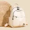 Mochila feminina transfronteiriça nova de couro PU macio, moderna e minimalista, adequada para o trabalho, uso casual e viagens; uma bolsa pequena versátil para mulheres