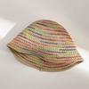 Sombrero de Pescador Tejido de Punto Colorido para Mujer Primavera y Verano Sombrero Fino Transpirable con Protección Solar Estilo Japonés Estilo Sombrero de Cubo Pequeño que Favorece el Rostro