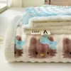 2026 Novo Veludo Bolha de Pelo de Coelho Veludo Leite Lençol de Cama Estampado Peça Única Manta Peluda Quente de Inverno Lençol de Cama