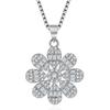 Pingente Pingente Diamante Completo Nível Indústria Pesada Flor de Oito Pétalas Diamante Quadrado Escada Zircônia Micro-cravada Pingente Corrente Amor Flor de Cerejeira