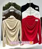 Top de Capa Base de Manga Larga con Cuello de Cascada de Alta Gama y Temperamento para Mujer, Nuevo Estilo Otoño Temprano/Invierno 2026, Camiseta de Cuello Semi Alto
