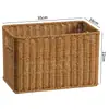 Cesta de Almacenamiento Rectangular con Esquina de Espacio Tejido de Mimbre Sintético para Hogar, Organizador de Cesta para Almacenamiento de Artículos Varios en el Borde Lateral Estrecho del Gabinete
