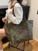 Bolso de Lona Estampado de Leopardo para Mujer 2025 Nuevo Verano Moda Popular Bolso Tote Casual Gran Capacidad Bolso de Hombro para Viajes