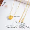 Collar Colgante de Dados Moneda Hielo Brillante Chapado en Oro de 24K con Fuerte Retención de Color, Cadena Clavicular Cubo Estilo Chino