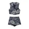 Transfronterizo Aliexpress Verano 2026 Nuevo Estilo Europeo y Americano Falda Pantalón Retro Francés Chaleco Bordado Conjunto de Top y Shorts
