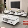 Mesa de centro de madera maciza para sala de estar, mueble de TV para uso doméstico, modelo nuevo con vidrio templado engrosado, almacenamiento integrado y mueble de almacenamiento elevado