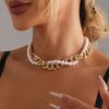 Collar de doble capa con perlas de imitación retro, joyería transfronteriza europea y americana, accesorios creativos de lujo de alta gama.