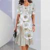 2024 Comercio Exterior Transfronterizo Hermosa Falda Casual de Línea A para Mujer con Estampado Digital 3D Verano Elegante en Forma de O