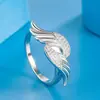 Anillo de Alas de Ángel de Plumas con Circonita de Diamante Completo Moda Tendencia Simple Anillo Personalizado de Alas de Plumas