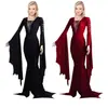 Vestido de color sólido negro y rojo de vampiro para actuación geofísica de Navidad 2023 vestido de tirantes de cuello redondo