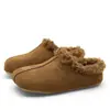 Invierno 2026 Nuevas Calientes Más Terciopelo Aumentador de Altura Suela Gruesa Pantuflas de Terciopelo Puntera Cerrada Medias Pantuflas Zapatos Peludos Mujer Ropa para Exteriores Mujer