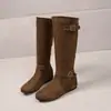 Botas de mujer adelgazantes estilo coreano hasta la pantorrilla, moda versátil de otoño retro, hebilla de moda 2026