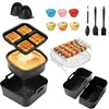 Set de Moldes de Silicona para Freidora de Aire Multifuncional Antiadherente Bandeja para Hornear Accesorios Cuadrados para Hornear del Hogar