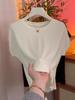 Camiseta de Manga Corta Estilo K Feifei para Mujer Verano 2025 Nueva Moda Aspecto Adelgazante Versátil Color Sólido Simple Top de Cuello Redondo
