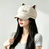 Chapéu Fofo de Orelha de Gato Celebridade da Internet Bordado Chapéu Octogonal Feminino Boné Plano Fashion Versátil Boina Retrô Outono Inverno Personalizado